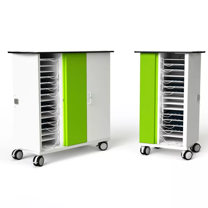 Mobilitytrolley, Schuhregal, grünes Paneel, Schrank mit Rollen, Drahtregale