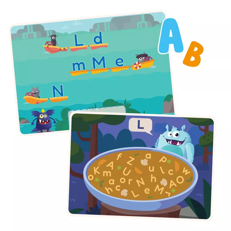 alphabet, Buchstaben, Boote, Monster, Buchstabensuppe