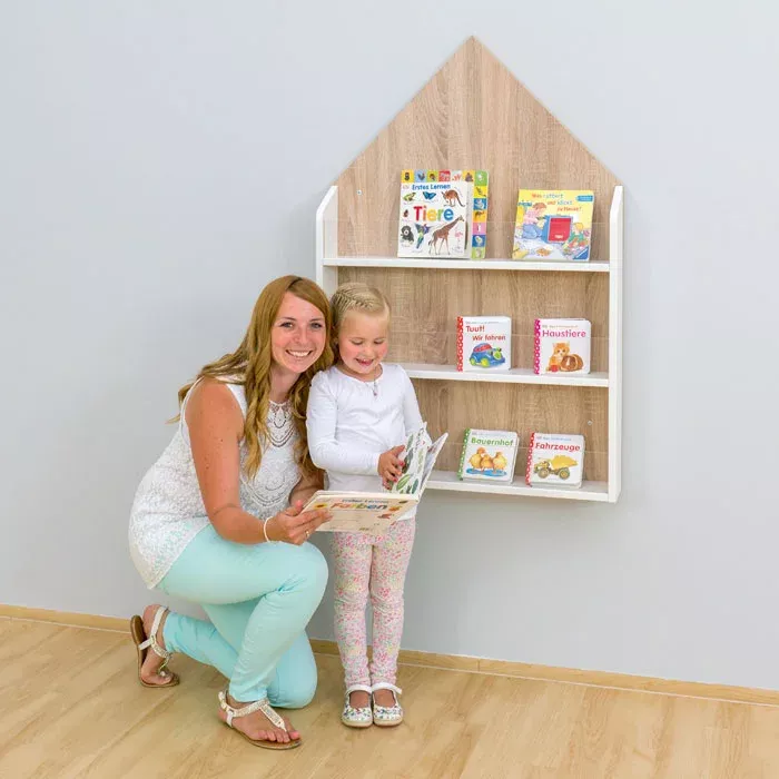 Bücherregal, Wandregal, Kinderbücher, Lernbücher, Familie