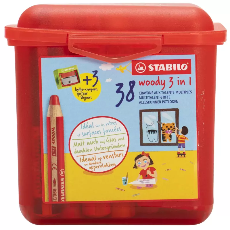 Kinderbuntstifte, Holzstifte, Buntstifte, 38er Set, Aufbewahrungsbox