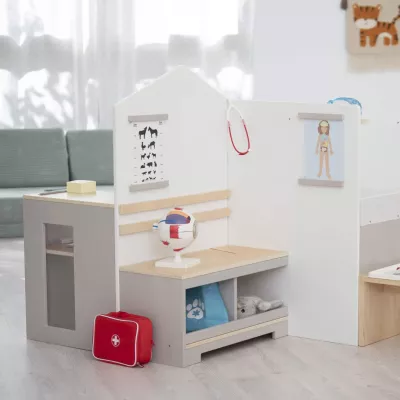 Kinderwerkbank, Holzspielzeug, Kleinkindwerkbank, Spielzeugwerkbank, Mini-Laboratorium
