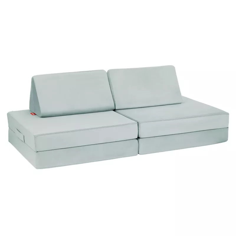 Sofa, Ecksofa, Samtstoff, Hellblau, Modulares