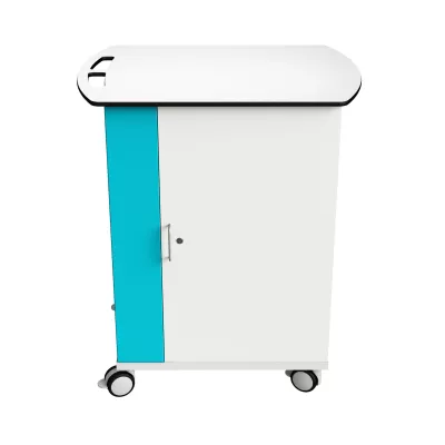 medication cart, Schubladenschrank, teal Akzent, weiß, Rollen