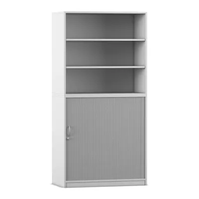 hutch, cabinet, storage, shelves, slatted door