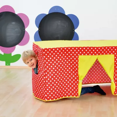 Kinderspielzeug, rote Punkte, gelbe Tür, Polka-Dots, Kinderspieltunnel