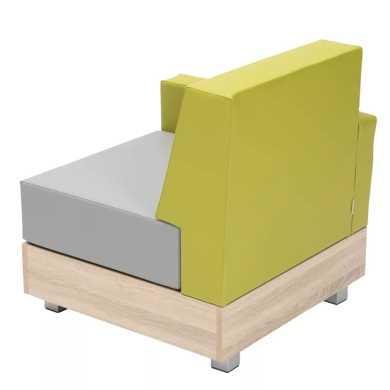 Sessel, Ottomane, Grün, Grau, Holzbasis