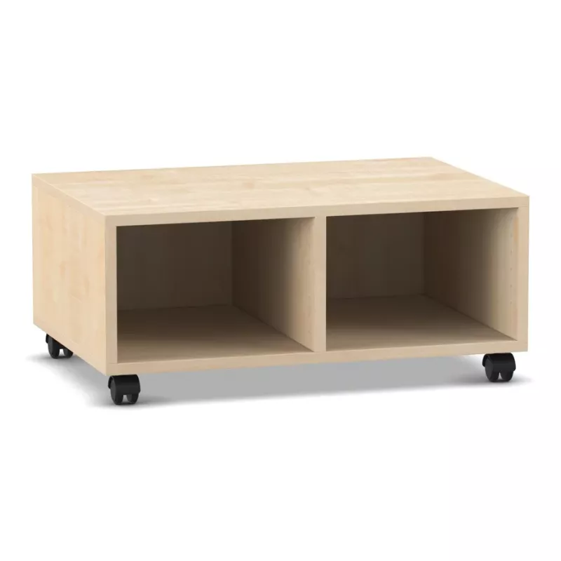 TV-Tisch, Holz, 4 Rollen, zwei Fächer, Offenes Regal
