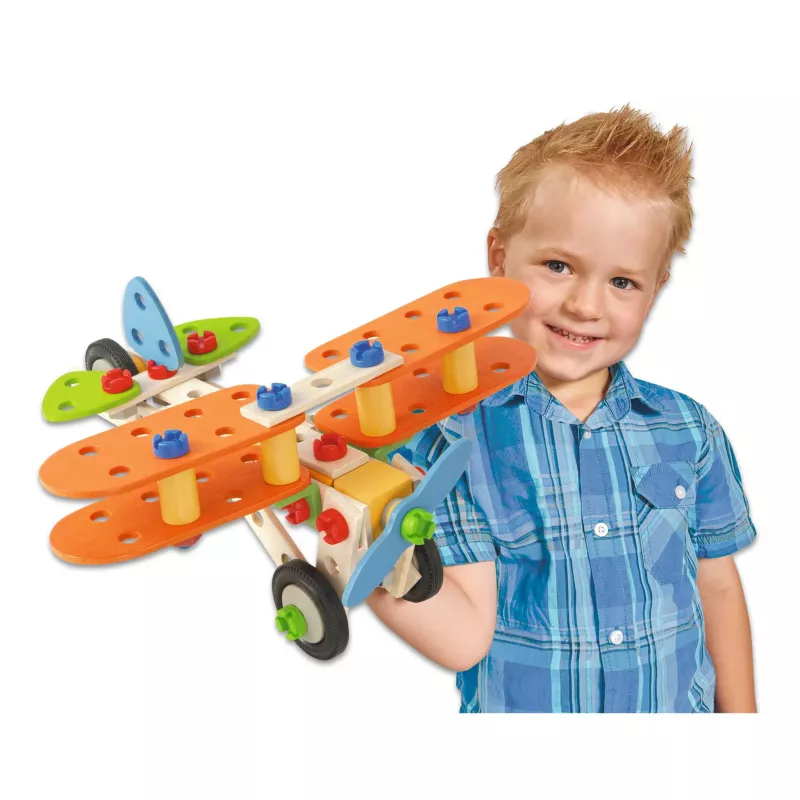 Holzspielzeug, Flugzeug, Baukasten, Kinderwagen, farbig