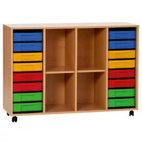Klassenzimmerregal, 92,3 x 130,7 x 40,8 cm, mit 16 Boxen und 4 Fächern