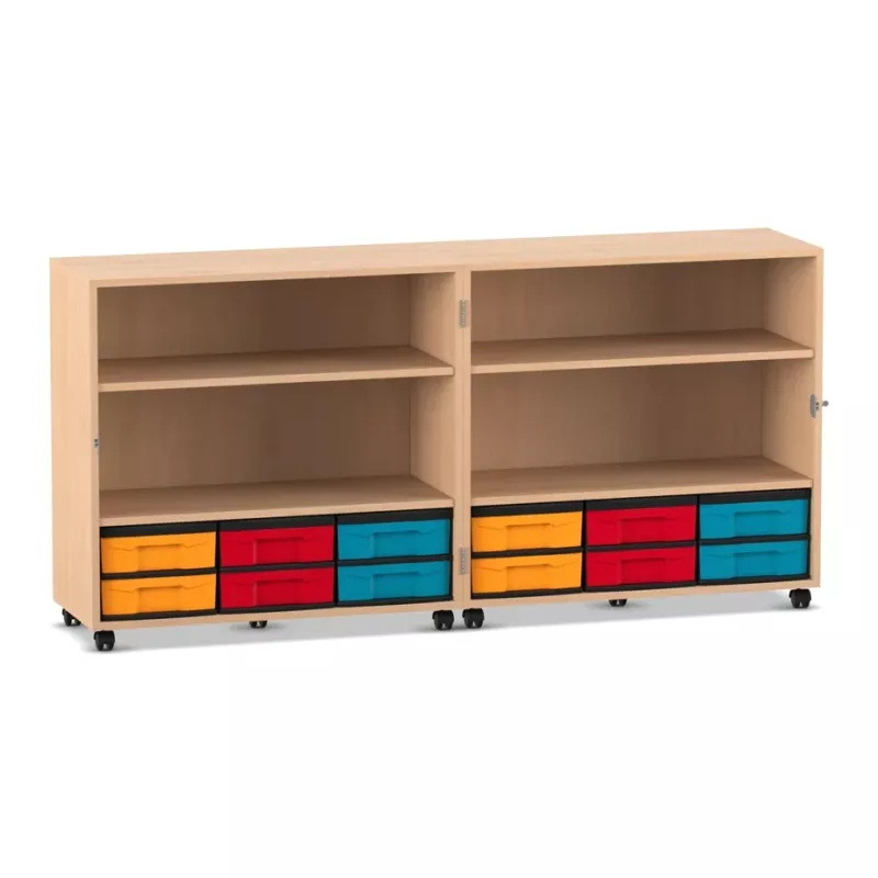 Aktenschrank, Regal, Schubladen, Halterungrollen, Holzoptik
