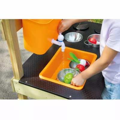 Kinder Spülset, Wasserhahn Spielset, Orangene Spüle, Spielküche Zubehör, Küchen-Accessoire Kinderspielzeug