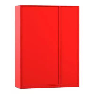 Kleiderschrank, Schiebetürenschrank, Roter Schrank, Garderobe, Metall-/Holzwerkstoff