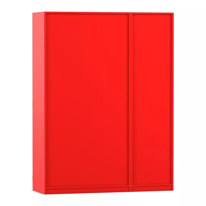 Kleiderschrank, Schiebetürenschrank, Roter Schrank, Garderobe, Metall-/Holzwerkstoff
