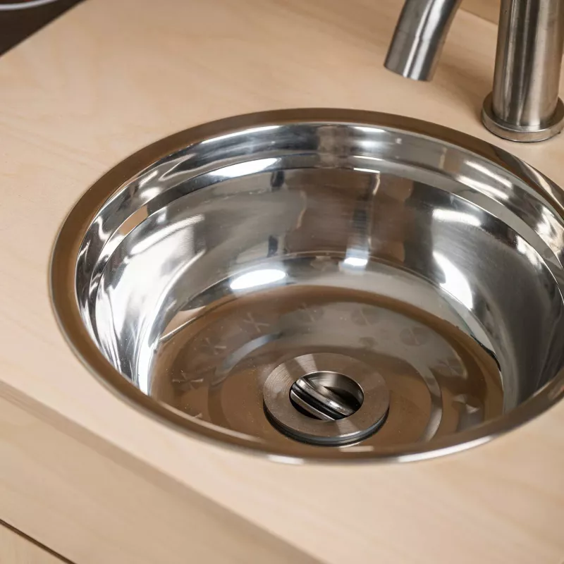 spüle, spülbecken, edelstahl, rundbecken, spülrand