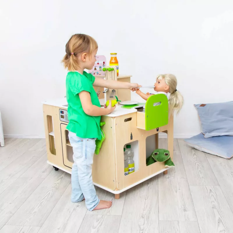 Kinderküche, Holzküche, Spielküche, grün, Spielzeug