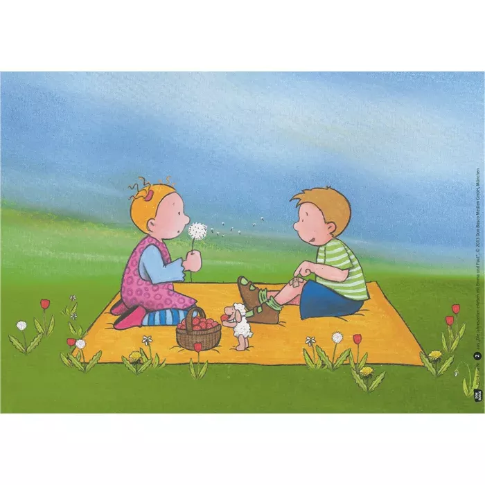 Wiese, Picknickdecke, Kinder, Menschen Kinder, Löwenzahn