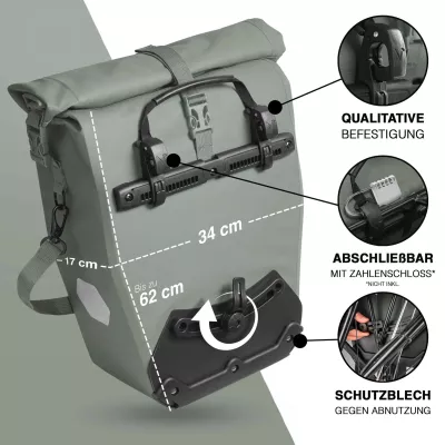 Rucksack, Fahrradgepäck, Seitentasche, Stahlrahmen, Schloss
