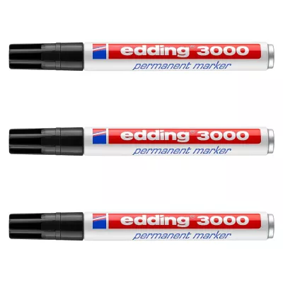 Permanentmarker, Weißer Marker, Edding 3000, Markerstift, Schwarze Kappe