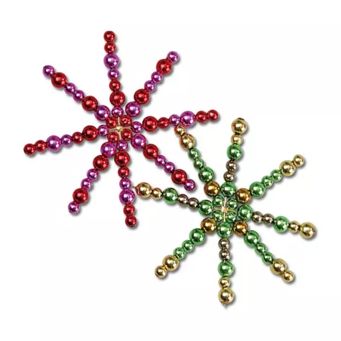 Glitzerstern, Beadenspirale, Schneeflocke, Dekobeads, Christbaumdekoration