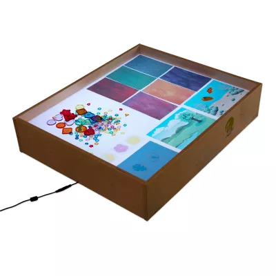 LED, Lichtbox, Bedienungskabel, Holzkorpus, Kunstkarten