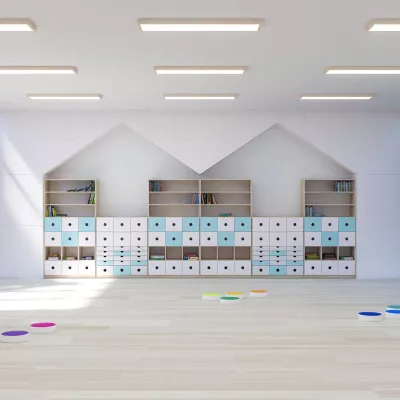 Schubladenregal, Aufbewahrung, Kita, Kinderzimmer, Regal mit Körben