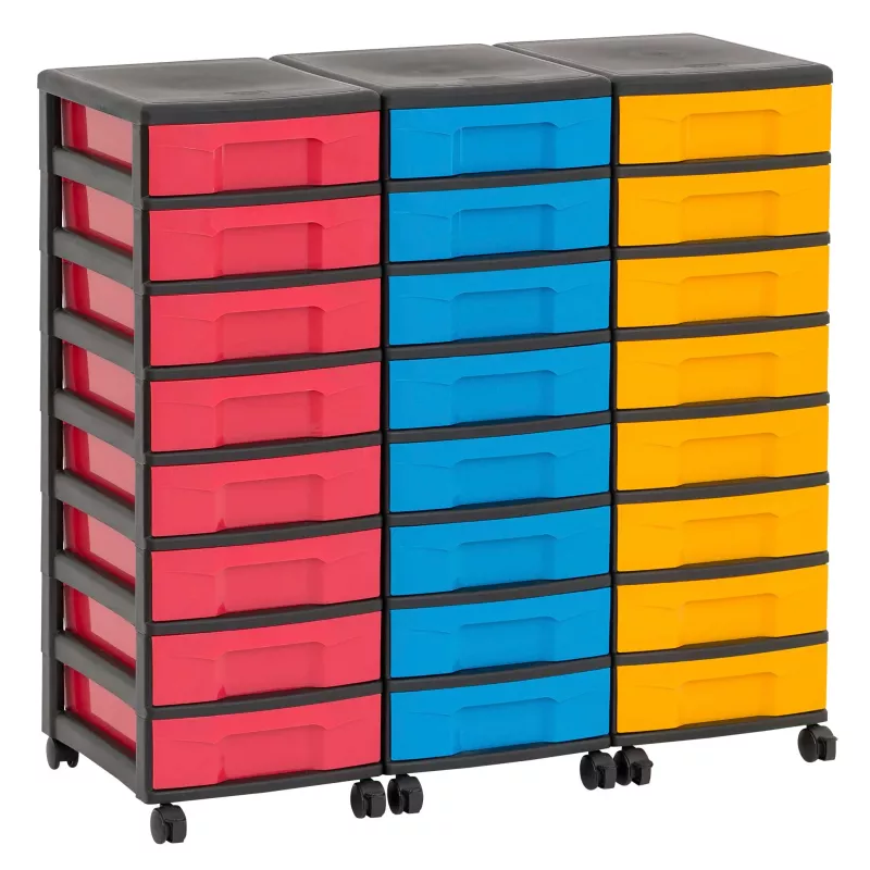 Werkzeugkasten, Schubladenkasten, Rollwagen, Kunststoff, Bunte Schubladen