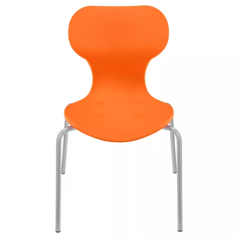 Stuhl, Sitz, Kunststoff, Orange, Stuhlbeine aus Metall