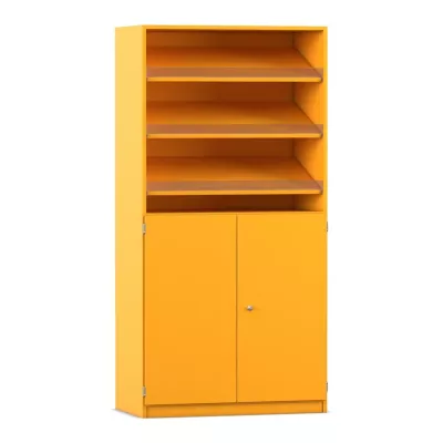 regal, hutch, orange, oberteil mit schubladen?