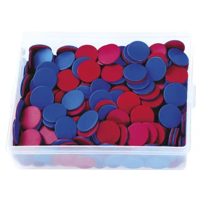 confetti,  discs, pom-pom, rot blau, runde scheiben