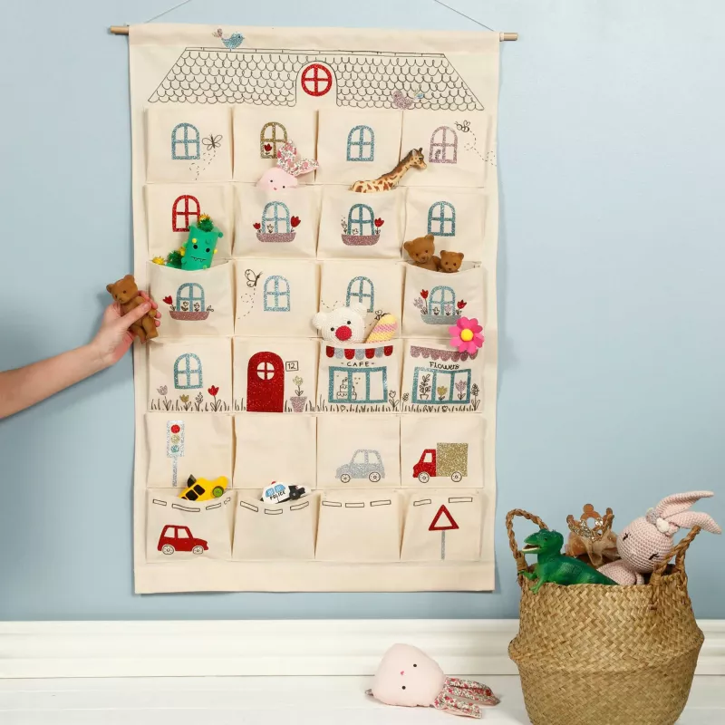 Kinder-Organizer, Wandaufbewahrung, Spielzeugarena, Adventskalender, Stofftasche
