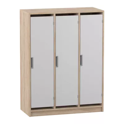 Korpus-Schrank, Schränke, Holzoptik, Dreifachdrehschrank, Metall Griffe