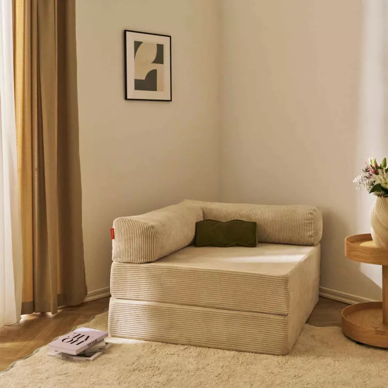 sofa, Sessel, Beige, Stoff, Ecksofa