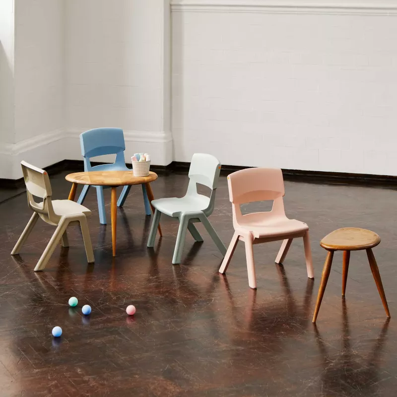 Kinderstuhl, Stuhlset, Holztisch, Pastellfarben, Spielzimmer