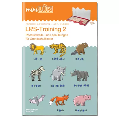 LRS-Training 2, Rechtschreib- und Leseübungen, Grundschulkinder, Tiermotive, Lernspielzeug