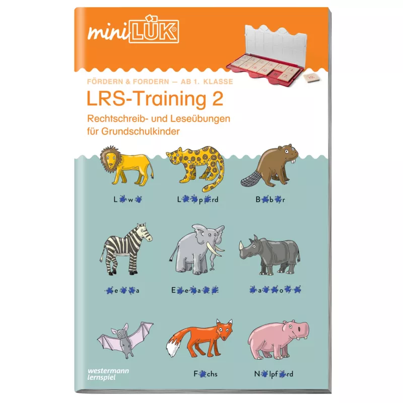 LRS-Training 2, Rechtschreib- und Leseübungen, Grundschulkinder, Tiermotive, Lernspielzeug