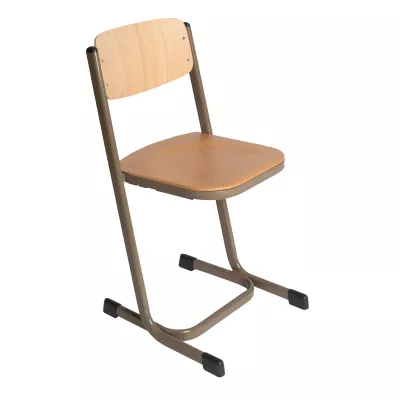 Schulestuhl, Holzbank, Kieferholz, Stuhl mit Stoßschutz, gerade Rückenlehne