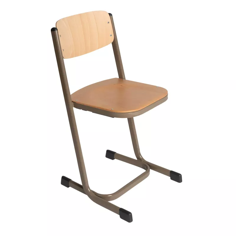 Schulestuhl, Holzbank, Kieferholz, Stuhl mit Stoßschutz, gerade Rückenlehne