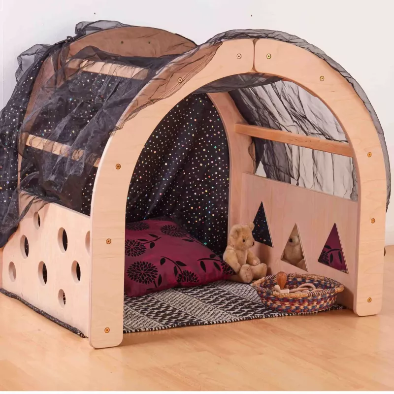 Kinderbett, Spielhaus, Holzbett, Tunnelzelt, Dekoration