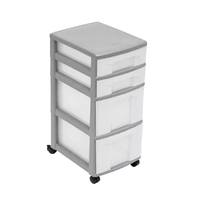 Flexeo® Rollcontainer mit 2 flachen und 2 hohen Boxen