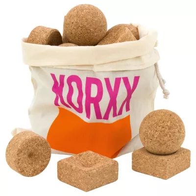 Korken, Korkenwürfel, Korkkugeln, Säckchen, Kristallkorken