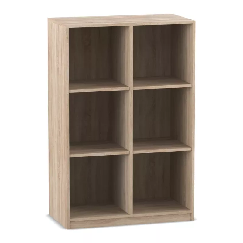 Regal, Bücherregal, Holzoptik, 6 Fächer, freistehend