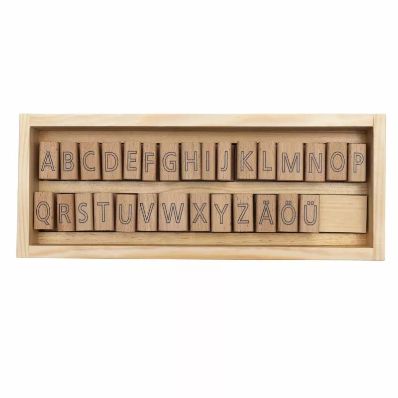 Holzbuchstaben, Alphabet, Stempelbuchstaben, Holzstempel, Alphabet-Satz