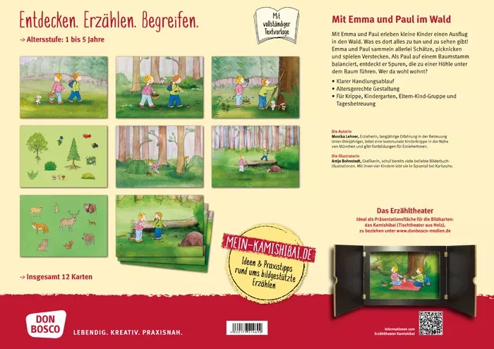 Kinderbuch, Wald, Tiere, Szenen, Karten
