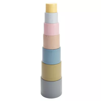gestapelte Becher, Stapelkegel, Pastellfarben, Keramikbecher, Türme-Set