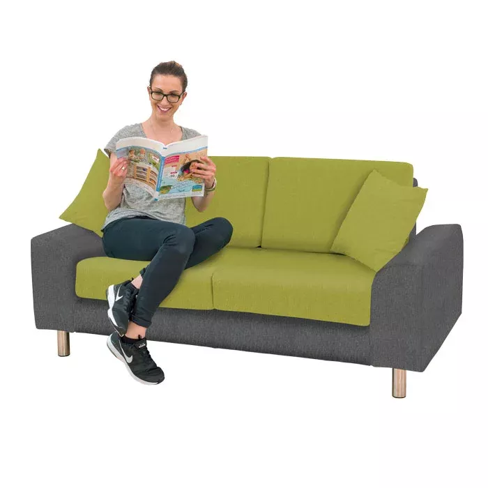 Sofa, Zweisitzer, Grün, Polyester, Holzfüße