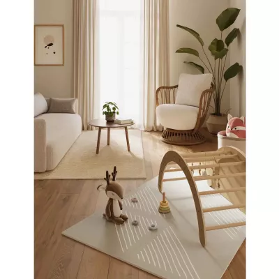 Wohnzimmer, Kinderzimmer, Spielmatte, Holzspielzeug, Pflanze