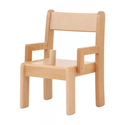 Holzstuhl, Kindersessel, Naturholz, Gerade Schale, Armlehnen