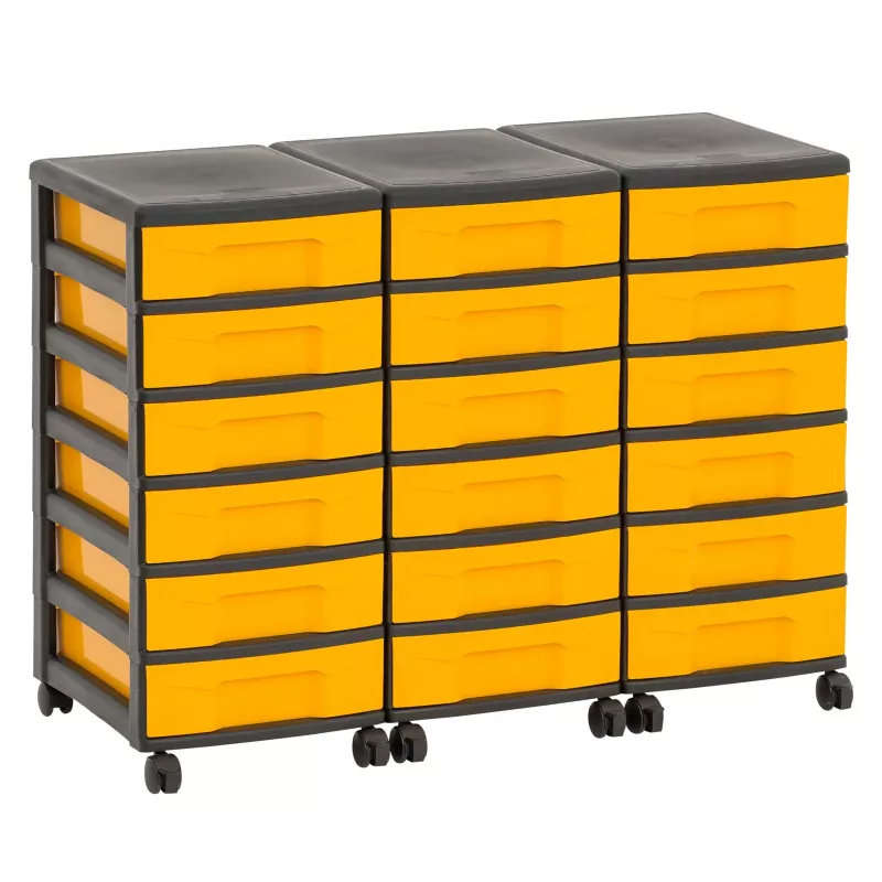 Werkzeugwagen, Rollwagen, Aufbewahrungsschrank, Gelb, 14 Schubladen
