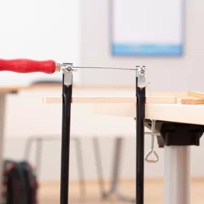 Sägekette, Spannvorrichtung, Werkbank, Holzleiste, Klemmzwinge