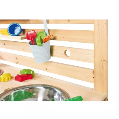 Kinderküche, Spielzeugküche, Holzwandregal, Spielzeugwerkzeug, Kochutensilien